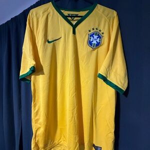 Nike Brazil Yellow and Green Soccer XL Jersey